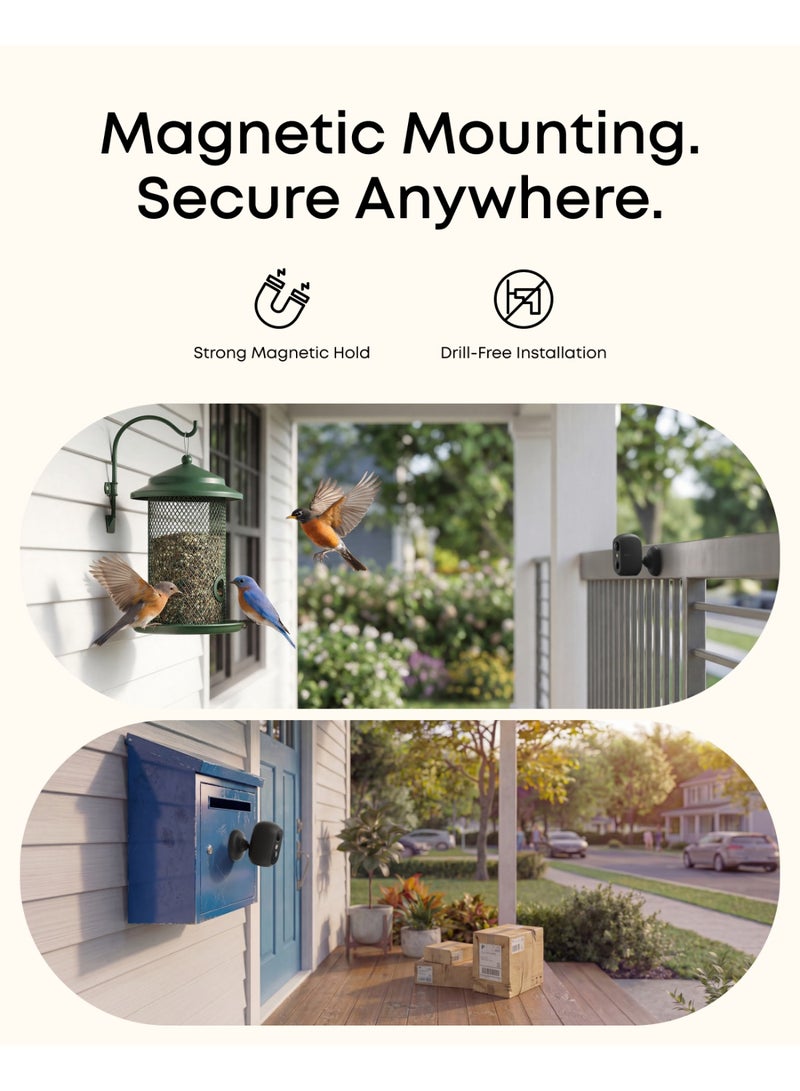 إيوفي كاميرا الأمان eufy Security eufyCam C35 (عبوتان) مع قاعدة HomeBase Mini، كاميرا أمان لاسلكية للاستخدام الداخلي والخارجي، تركيب مغناطيسي، رؤية ليلية ملونة، تخزين داخلي على الجهاز بدون اشتراك، مقاومة للماء والغبار بمعيار IP67، تقنية التعرف على الوجه، اللون الأسود. - Image 2